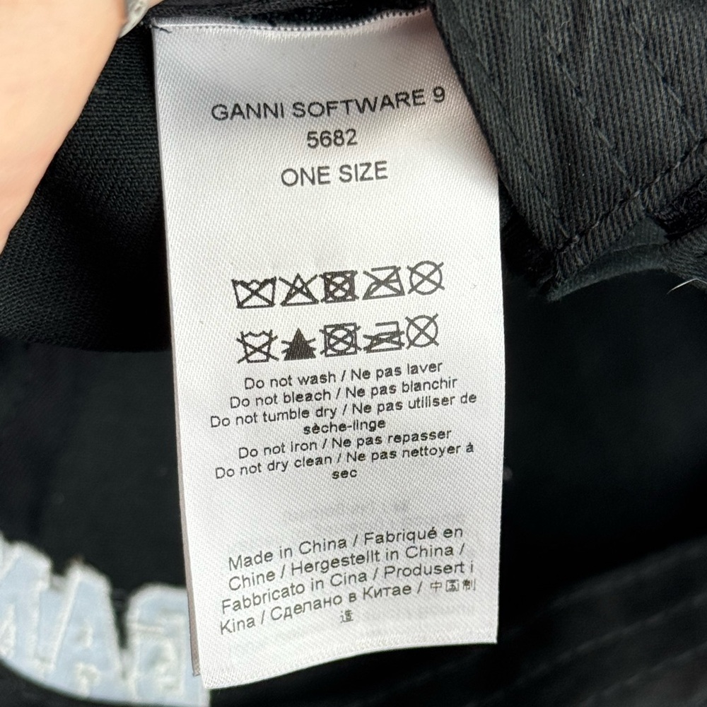 GANNI Embroidered Cotton Baseball Cap Black - Picture 9 of 11